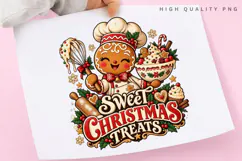Sweet Christmas Treats Gingerbread Chef Baking Holiday PNG Product Image 3