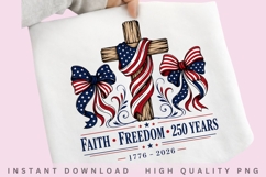 Faith Freedom 250 Years Cross PNG Product Image 1