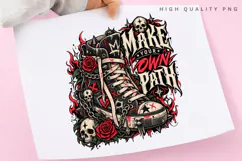 Gothic Black High Top Sneaker with Red Roses, Skulls Product Image 3