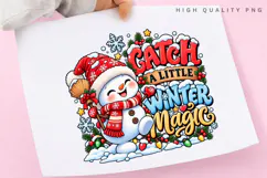 Cute Snowman Christmas Winter Magic Holiday Design PNG Product Image 3
