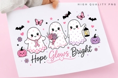 Hope Glows Bright PNG, Pink Ribbon Ghost Sublimation Product Image 3