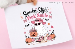 Spooky Style Pink Smile PNG, Pink Ghost Fashion Sublimation Product Image 1