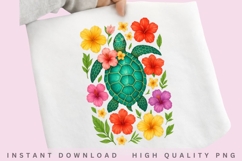 Sea Turtle Hibiscus Flowers PNG, Tropical Sea Turtle Product Image 2