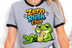 Zero Rush Club Frog PNG, Funny Lazy Frog Drink PNG Design Product Image 3