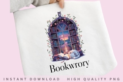 Bookworry PNG, Cozy Book Lover Sublimation, Cat Reading Product Image 2