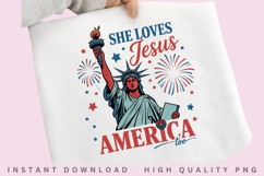 She Loves Jesus America Too PNG, Christian Patriotic Product Image 1