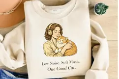 Low Noise Soft Music One Good Cat PNG, Cat Lover PNG Design Product Image 4