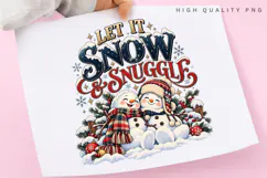 Let It Snow and Snuggle Cute Snowman Couple Winter Christmas Product Image 3