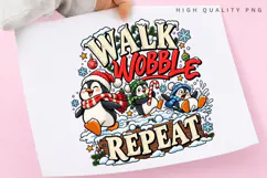 Cute Penguin Winter Walk Wobble Repeat Funny Christmas Product Image 3