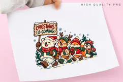 Christmas Is Coming PNG Sublimation Design, Cute Woodland Product Image 3