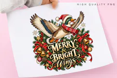 Merry and Bright Wings Christmas Duck Winter Holiday PNG Product Image 3