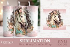 horse sublimation design being used as a 20 oz skinny tumbler wrap sublimation print