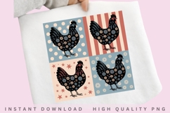 Retro Floral Chicken PNG Design Product Image 1
