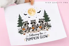 Trick or Treat Raccoons PNG Sublimation Design, Following Product Image 1