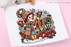 Colorful Winter Cheer Cute Snowman Christmas Holiday PNG Product Image 1