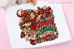 Holiday Magic Starts Here Cute Christmas Girl Winter Product Image 3