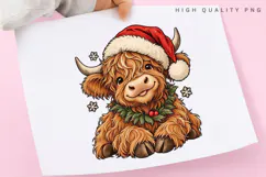 Christmas Highland Cow PNG Sublimation Design, Cute Baby Product Image 3