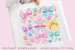 Coquette Seashell Bow PNG Bundle, Pastel Beach Bow Sublimati Product Image 2