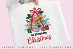 All Booked for Christmas PNG, Christmas Book Lover Clipart, Product Image 1
