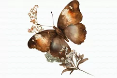 Vintage Flowers Butterfly Watercolor Clipart Product Image 3