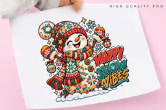 Happy Snow Vibes Cute Snowman Winter Holiday PNG Product Image 3