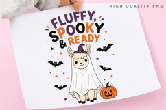 Fluffy Spooky And Ready PNG Sublimation Design, Ghost Llama Product Image 3