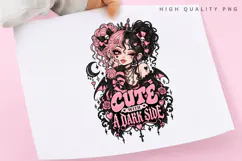 Cute With A Dark Side PNG, Gothic Girl Clipart, Pink Goth Product Image 3