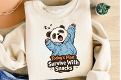 Today's Plan Survive With Snacks PNG, Funny Lazy Panda PNG Product Image 4