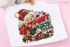 Cute Christmas Girl Gift Giving Merry Christmas Holiday Product Image 3