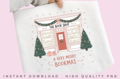 A Very Merry Bookmas PNG, Christmas Bookshop Clipart, Cozy Product Image 2