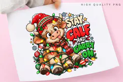 Cute Highland Cow Stay Calm and Carry On Christmas Winter Product Image 3