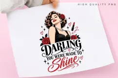 Made To Shine PNG Sublimation Design, Vintage Glam Woman Product Image 3