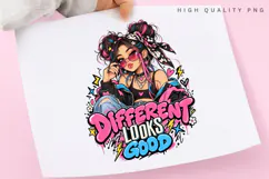 Different Looks Good Cute Alternative Girl Pink Blue Product Image 3