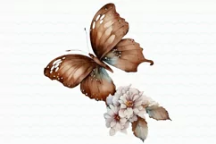 Vintage Flowers Butterfly Watercolor Clipart Product Image 4