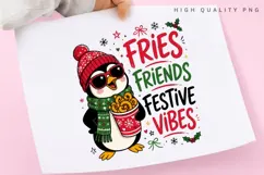 Festive Vibes Christmas Penguin PNG Sublimation Design Product Image 1