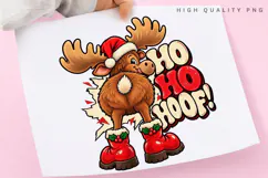 Ho Ho Hoof PNG Sublimation Design, Funny Christmas Moose But Product Image 3