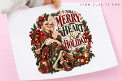 Merry Heart Holiday Vintage Christmas Woman Festive PNG Product Image 3