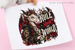 Regal Dark Dragon with Crown, Horns, Red Wings, Roses and Product Image 3
