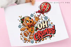 Oh Crumbs Funny Gingerbread Christmas PNG Design Product Image 3