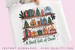 A Shelf Full of Cheer PNG, Christmas Bookshelf Clipart, Product Image 2