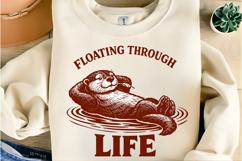 Floating Through Life Funny Otter Vintage Humor Relaxed Product Image 6