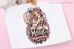 Magic Needs Morning Coffee PNG, Cute Unicorn Girl Coffee Product Image 3