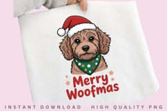 Merry Woofmas PNG, Cute Christmas Dog Clipart, Santa Hat Product Image 2