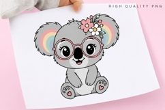 Cute Koala with Glasses PNG Sublimation Design, Rainbow Product Image 3