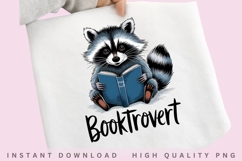 Booktrovert PNG, Cute Raccoon Reading Book Sublimation, Book Product Image 2