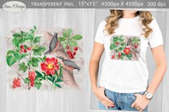 Vintage Floral Sublimation | Flowers and Bird Sublimation Product Image 1