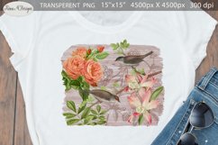 Vintage Floral Sublimation | Flowers and Bird Sublimation Product Image 1