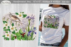 Vintage Floral Sublimation | Flowers and Bird Sublimation Product Image 1