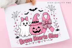 Brave Hearts Glow PNG, Pink Ribbon Ghost Witch Pumpkin Product Image 3