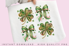 St Patrick Bow &amp; Shamrock PNG Bundle Product Image 1